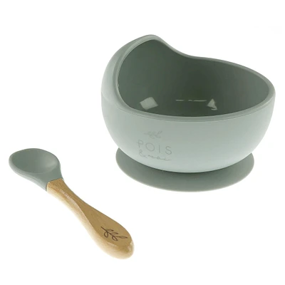 Cuillère et Bol Silicone - Eucalyptus