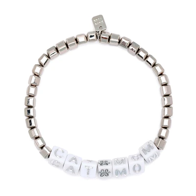 Silver Cat Mom Bracele