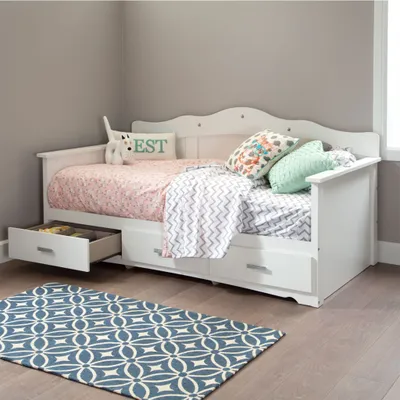 Tiara Twin Daybed with Storage - Pure White