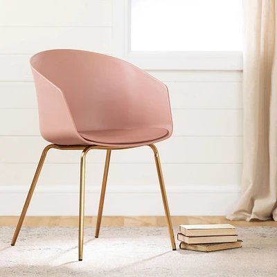 Chaise avec Base en Métal - Flam Rose et Doré