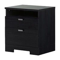 Nightstand with Cord Catcher - Reevo Black Oak