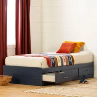 Ulysses Mates Twin Bed with 3 Storage Drawers - Blueberry