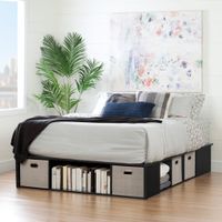 Flexible Queen Bed with Storage and Baskets - Black Oak