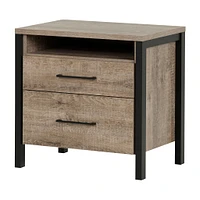 2-Drawer Nightstand - Munich Weathered Oak and Matte Black