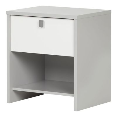 Cookie 1-Drawer Nightstand - Soft Gray and Pure White