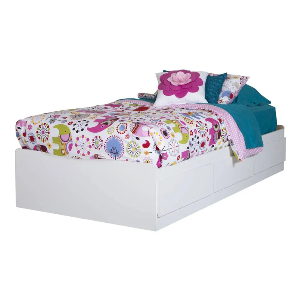 Step One Twin Mates Bed with 3 Drawers - White