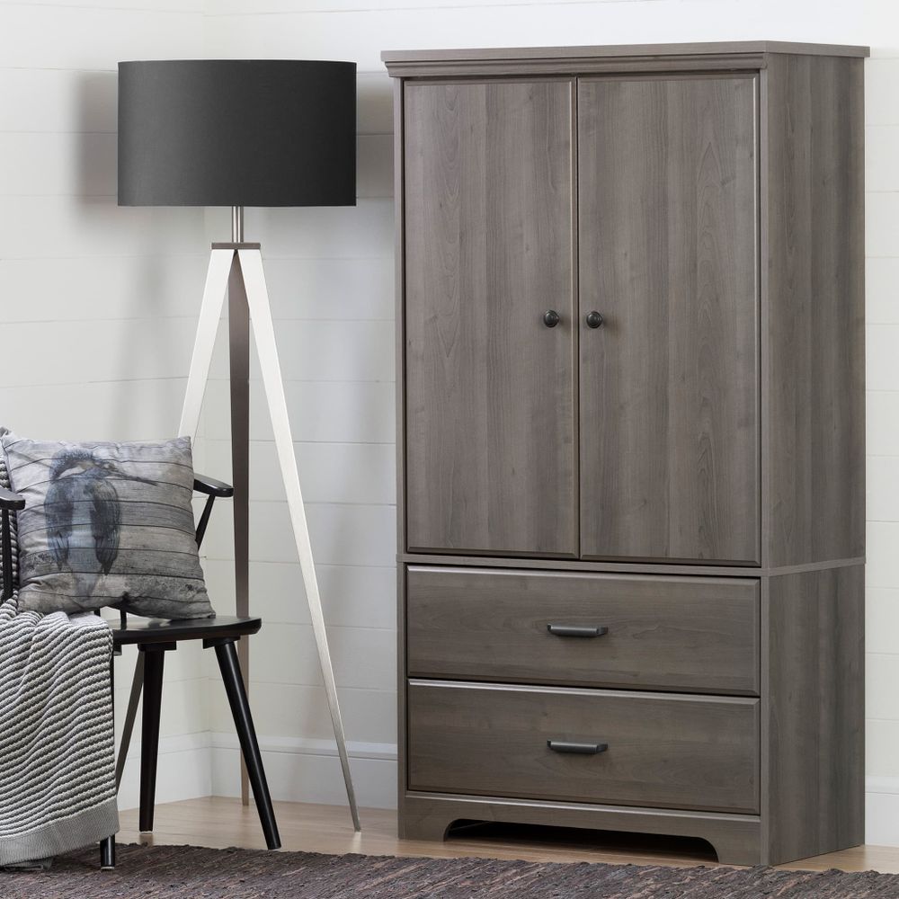 2-Door Armoire with Drawers - Versa Gray Maple