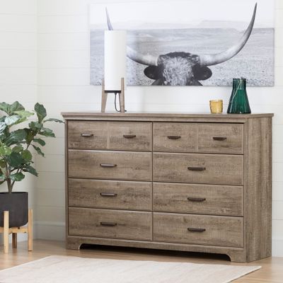 8-Drawer Double Dresser - Versa Weathered Oak