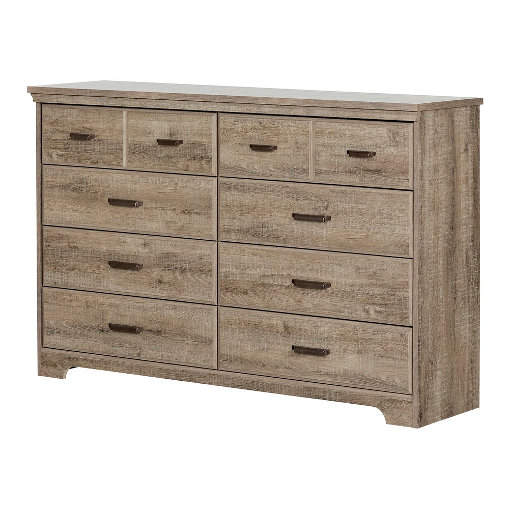 8-Drawer Double Dresser - Versa Weathered Oak