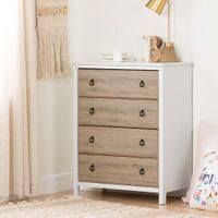 4-Drawer Chest - Catimini Pure White and Rustic Oak