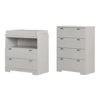 Changing Table and 4-Drawer Chest Set - Reevo Soft Gray