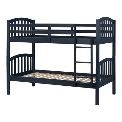 Summer Breeze Solid Wood Twin Bunk Beds - Navy Blue