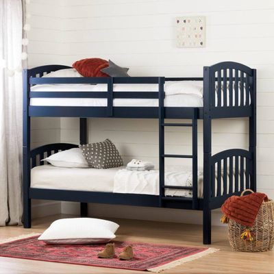 Summer Breeze Solid Wood Twin Bunk Beds - Navy Blue