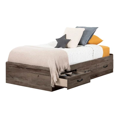 Twin Mates Bed with 3 Drawers Ulysses - Fall Oak