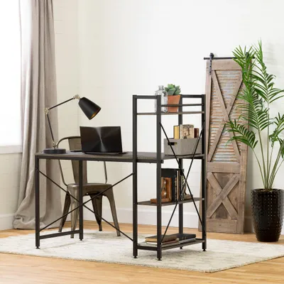 Industrial Desk with Bookcase