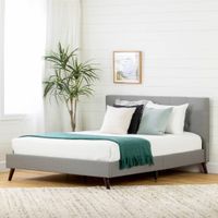 Fusion Upholstered Platform Double  Bed and Headboard - Grey