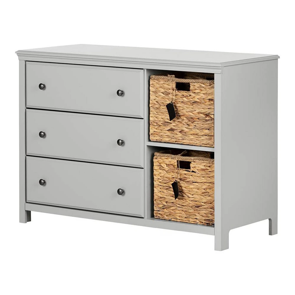 3 Drawers Dresser with Cotton Candy Baskets - Soft Gray