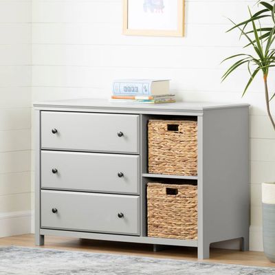 3 Drawers Dresser with Cotton Candy Baskets - Soft Gray