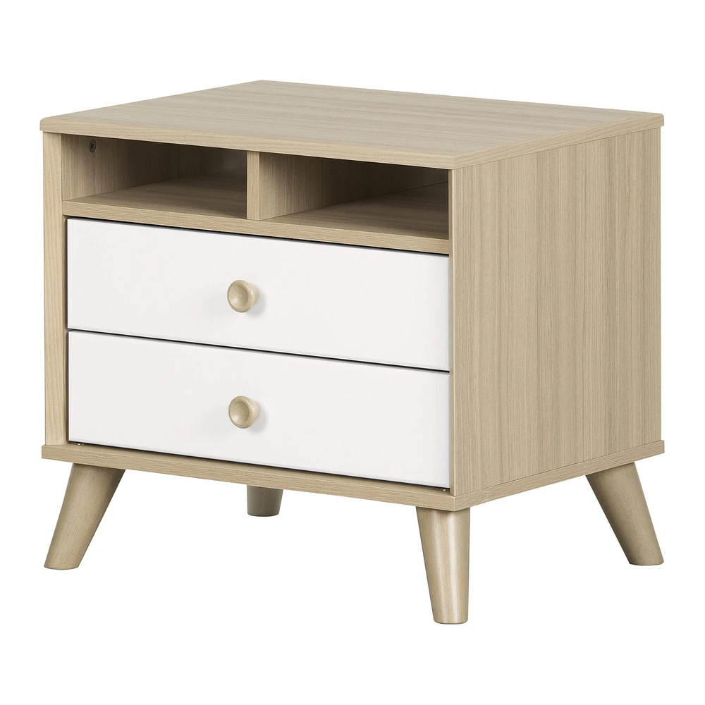 Yodi 2-Drawer Nightstand - Soft Elm and Pure White