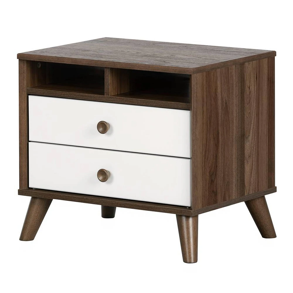 Yodi Nightstand - Natural Walnut / White