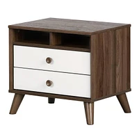 Yodi Nightstand - Natural Walnut / White