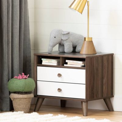 Yodi Nightstand - Natural Walnut / White