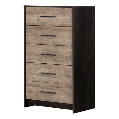 5-Drawer Chest - Londen Rubbed Black and Weathered Oak