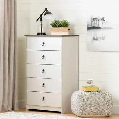 Plenny 5-Drawer Chest - White Wash and Weathered Oak
