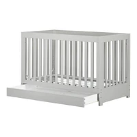 Cookie Crib with Drawer and Toddler Rail - Soft Gray