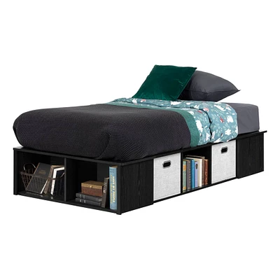 Twin Platform Bed with Baskets Flexible