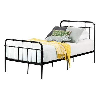 Cotton Candy Metal Platform Twin Bed with Headboard and Footboard - Black