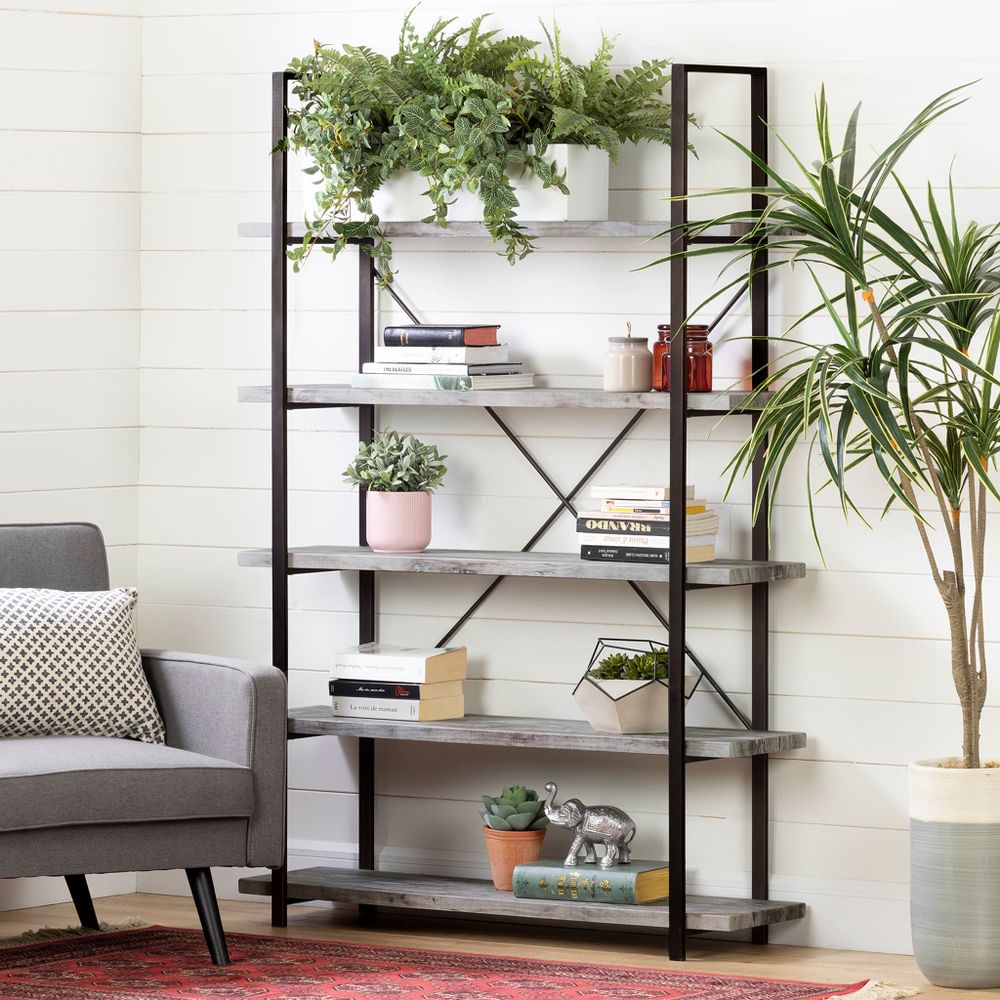 5-Shelf Shelving Unit - Gimetri Soft Gray