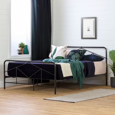 Geometric Double Metal Platform Bed - Sazena Matte Black