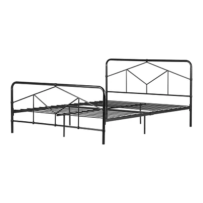 Geometric Double Metal Platform Bed - Sazena Matte Black