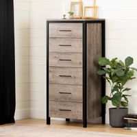 6-Drawer Chest - Munich Weathered Oak and Matte Black