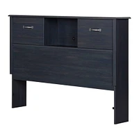 Double Bed Bookcase Headboard with Sliding Doors Asten - Blueberry