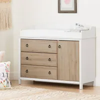 Cotton Candy Changing Table with Station - Pure White / Rustic Oak