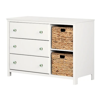 Commode 3 Tiroirs avec Paniers - Balka Blanc solide