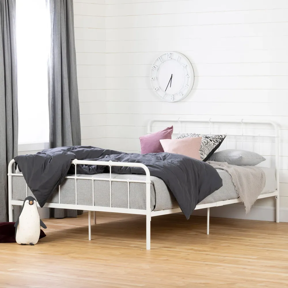 Cotton Candy Double Metal Platform Bed - Pure White