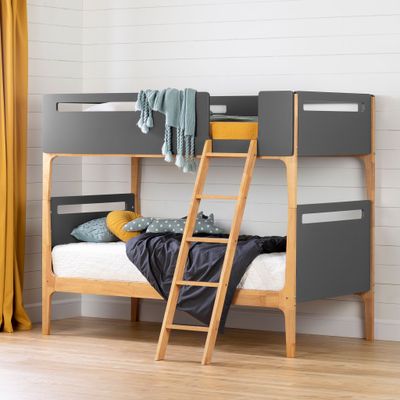 Modern Bunk Beds Bebble - Charcoal Gray / Exotic Wood