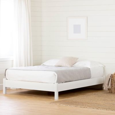 Munich Double Platform Bed on Legs - Pure White