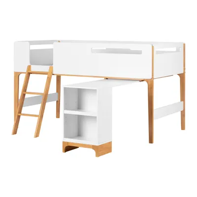 Loft Bed with Desk - Bebble White and Natural