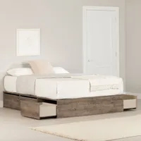 6-Drawer Platform bed - Fusion Weathered Oak