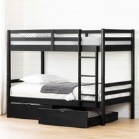 Twin Bunk Beds and Rolling Drawers Set - Fakto Matte Black