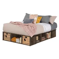 Double Storage Bed with Baskets - Avilla Fall Oak