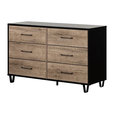 6 Drawers Dresser - Arlen Weathered Oak and Matte Black