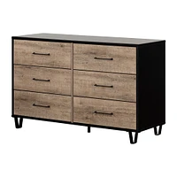 6 Drawers Dresser - Arlen Weathered Oak and Matte Black