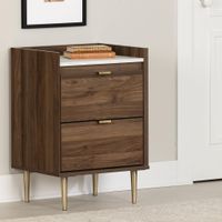 2-Drawer Nightstand - Hype Natural Walnut and Carrara Marble