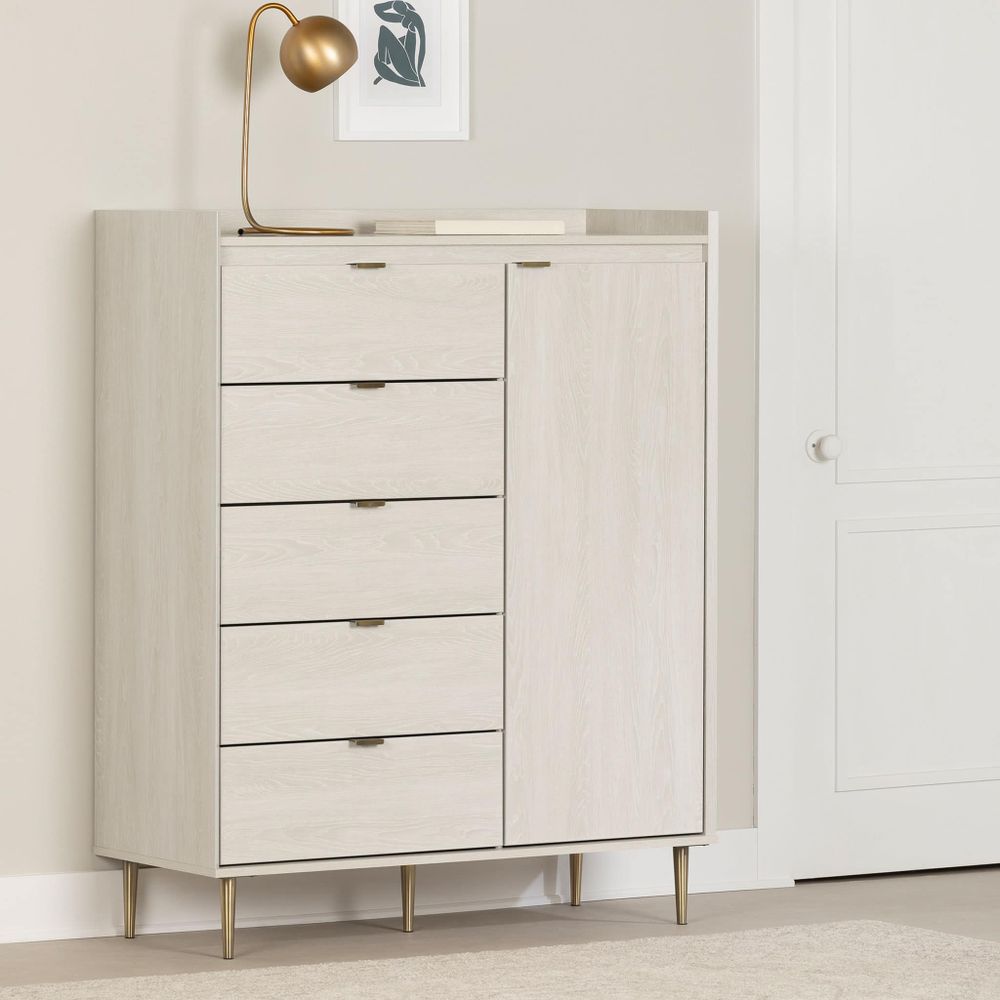 Door Chest with 5 Drawers - Hype Winter Oak