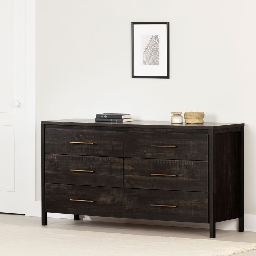 6-Drawer Double Dresser - Gravity Rubbed Black